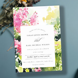 Boho Rosa Grönt Tropical Bougainvillea Bröllop Inbjudningar