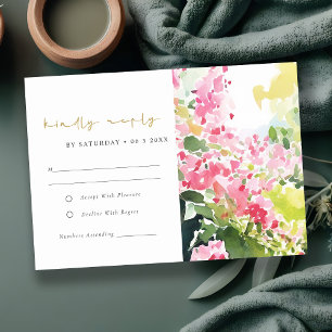 Boho Rosa Grönt Tropical Bougainvillea Bröllop OSA Kort
