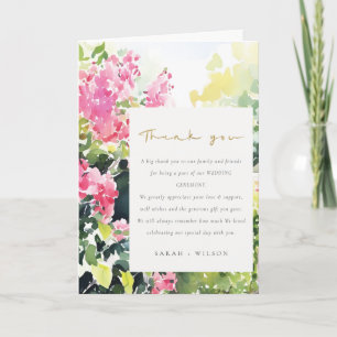 Boho Rosa Grönt Tropical Bougainvillea Bröllop Tack Kort