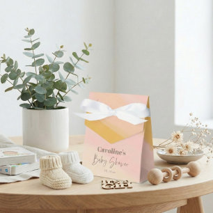 Boho Rosa Gul Skript Anpassad Baby Shower Presentaskar