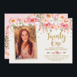 Boho Rosa Guld Blommigt Dreamcatcher 21:a födelsed Inbjudningar<br><div class="desc">Feminin inbjudan på 21:a födelsedag med fantastisk rosa och  blommigt dreamcatcher och faux guld konetti</div>