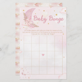 Boho Rosa & Guld Måne Baby Shower Bingo Game