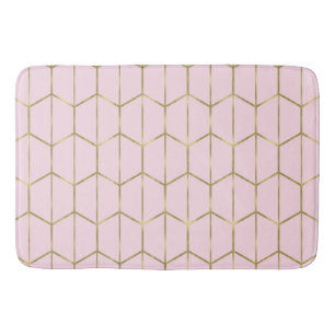 Boho Rosa Hexagon Guld & Geometrisk Glam Badrumsmatta