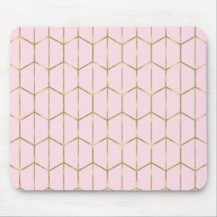 Boho Rosa Hexagon Guld & Geometrisk Glamour Musmatta