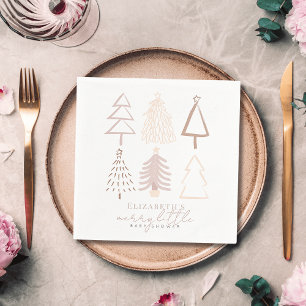Boho Rosa Julgranar Baby Shower Pappersservett