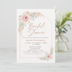 Boho Rosa Kaktus Rose Guld Bröllopsdusch Dusch Inbjudningar