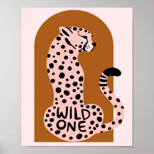 Boho Rosa Leopard Vild One Art Print Poster