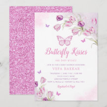 Boho Rosa Lila Blommigt Butterfly Girl Baby Shower