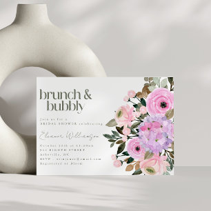 Boho Rosa Lila Blommigt Cute Brunch BubLY Shower Inbjudningar