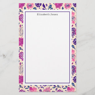 Boho Rosa + Lila Blommigt Ombre Mönster Brevpapper