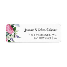 Boho Rosa Lilac wildblommor bröllop personlig Returadress Etikett