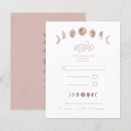 Boho Rosa Månfaser Modern Minimal Bröllop RSVP Inbjudningar