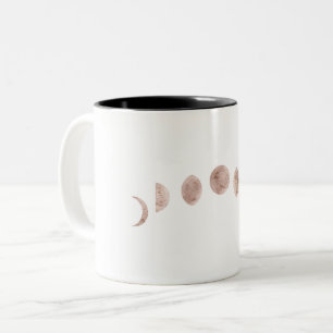 Boho Rosa Månfaser Modern Minimalism Två-Tonad Mugg