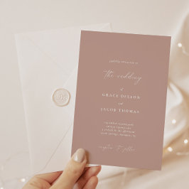 Boho  Rosa - minimalistisk bröllopsinbjudan Inbjudningar