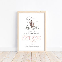 Boho Rosa Modern Flickor Första Rodeo 1-årsdag