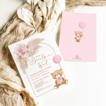 Boho Rosa Nalle Balloon Pampas Flicka