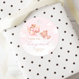 Boho Rosa Nalle Girl Baby Shower Tack Gåvor Etiketter