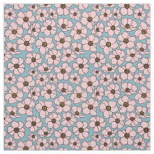 Boho rosa och blå blommig  tyg