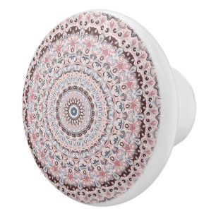 Boho Rosa och Blå Mandala Mönster Knopp