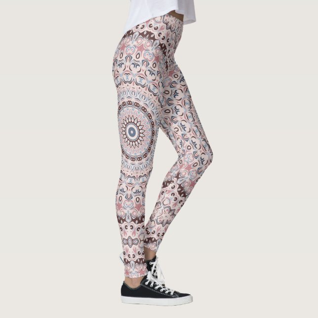 Boho rosa och blå mandala-mönster leggings (Höger)
