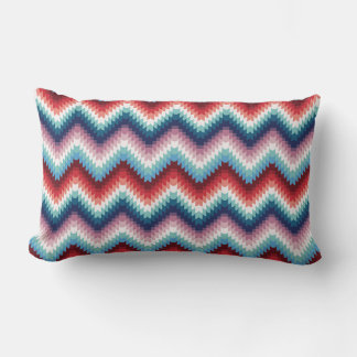 Boho rosa och blå sicksack-chevron sömlöst mönster lumbarkudde