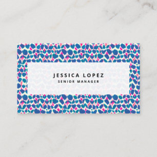 Boho Rosa och Blue Brushstroke Visitkort