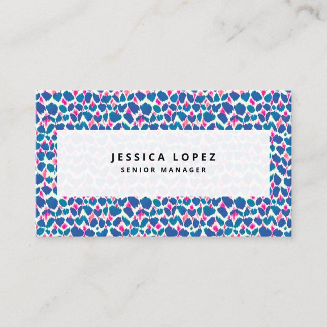 Boho Rosa och Blue Brushstroke Visitkort (Framsida)