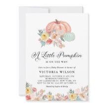 Boho Rosa och Blue Pumpkins Autumn Baby Shower