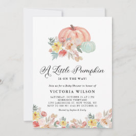 Boho Rosa och Blue Pumpkins Autumn Baby Shower Inbjudningar