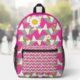 Boho rosa och gul flickig ryggsäck