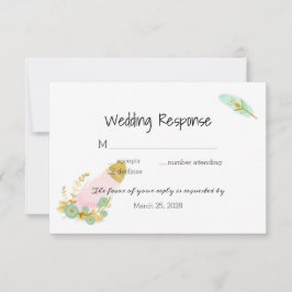 Boho Rosa och Guld Feathers OSA Kort