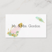 Boho Rosa och Guld Feathers