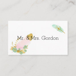 Boho Rosa och Guld Feathers Placeringskort