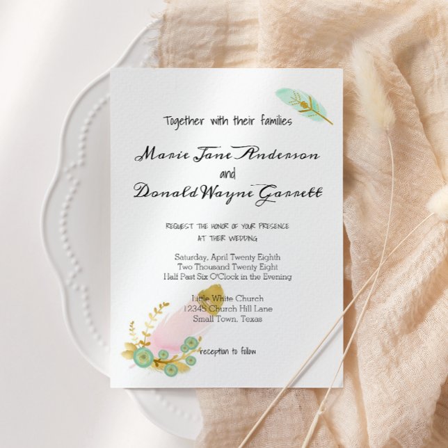 Boho Rosa och Guld Feathers Rehearsal Dinner (Skapare uppladdad)