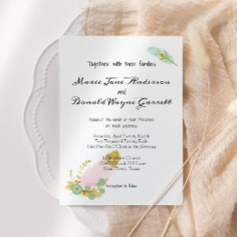 Boho Rosa och Guld Feathers Rehearsal Dinner