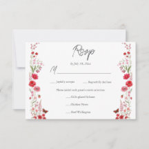 Boho Rosa och Röda Vilda Blommor Bröllopsmåltidsva