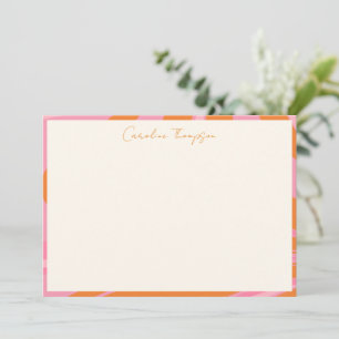 Boho Rosa Orange Abstrakt Marmor Personligt Namn Tack Kort