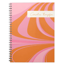 Boho rosa orange abstrakt marmorerad personlig  anteckningsbok