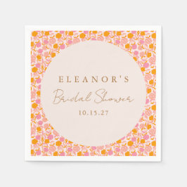 Boho Rosa Orange Blommig Söt Bröllopsfest Skräddar Pappersservett