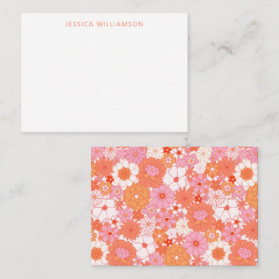 Boho Rosa Orange Blommigt Anpassad namnpresentatio Anteckningskort