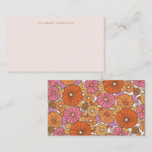 Boho Rosa Orange Blommigt Anpassad namnpresentatio Anteckningskort