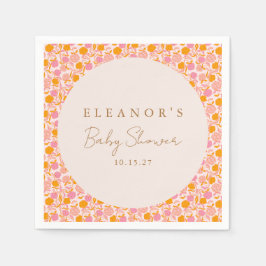 Boho Rosa Orange Blommigt Cute Baby Shower Anpassn Pappersservett