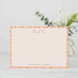 Boho Rosa Orange Blommigt Cute Baby Shower Anpassn Tack Kort