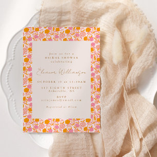 Boho Rosa Orange Blommigt Cute Möhippa Inbjudningar
