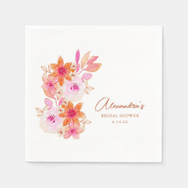 Boho Rosa Orange Flowers Möhippa Anpassningsbar Pappersservett