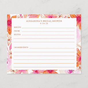 Boho Rosa Orange Flowers Möhippa Recept Card