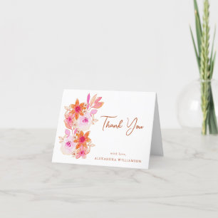 Boho Rosa Orange Flowers Shower Anpassningsbar Fol Tack Kort