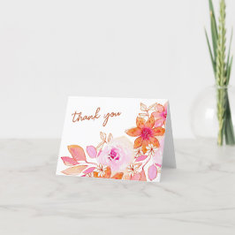 Boho Rosa Orange Flowers Shower Foldat Tack Kort