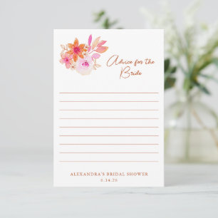 Boho Rosa Orange Flowers Shower for Bride Rådkort