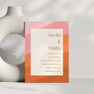 Boho Rosa Orange Terrakotta Ljus Djärv Bröllop Inbjudningar